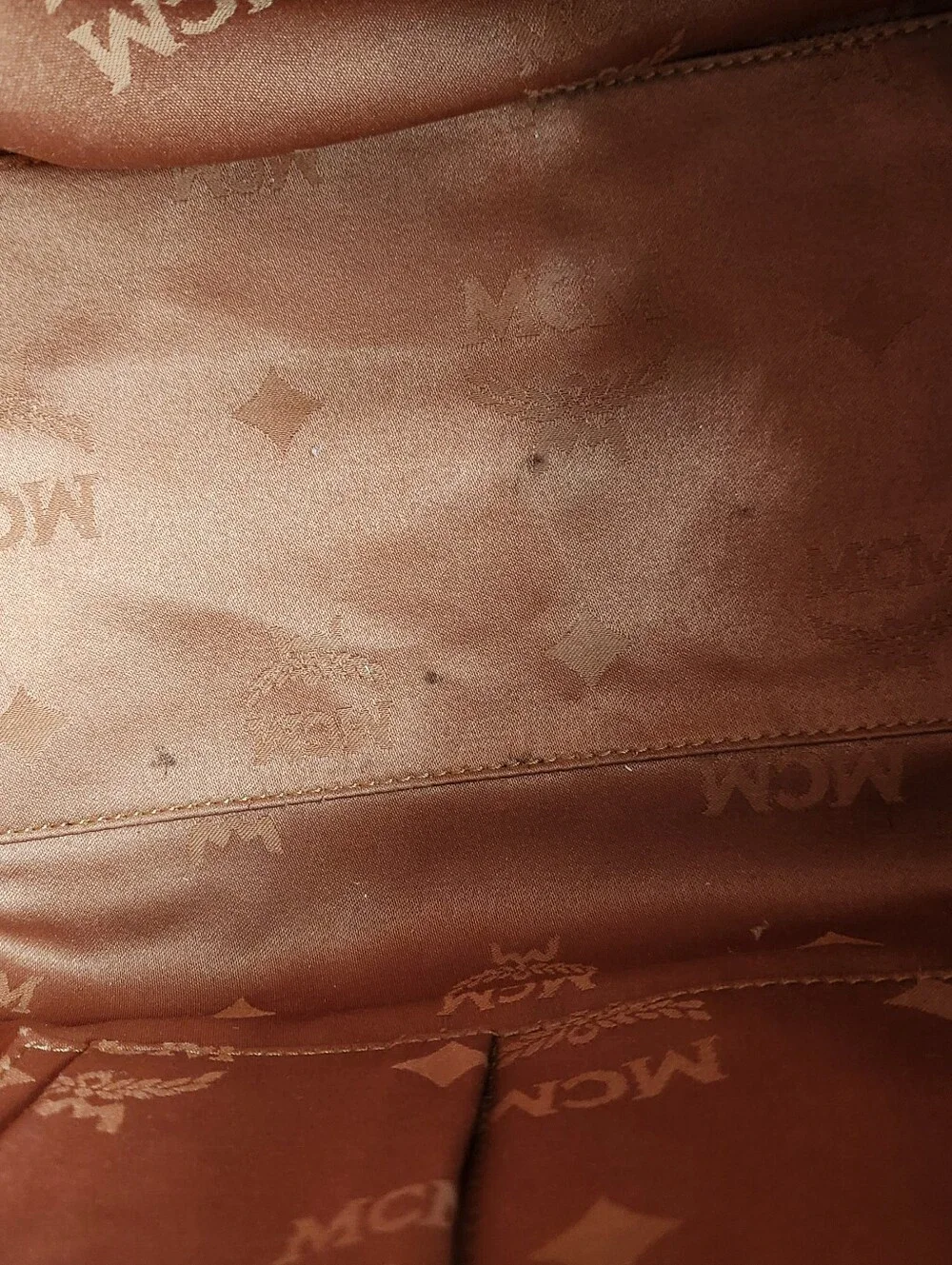MCM Cognac Monogram Boston satchel 6 pc set EUC